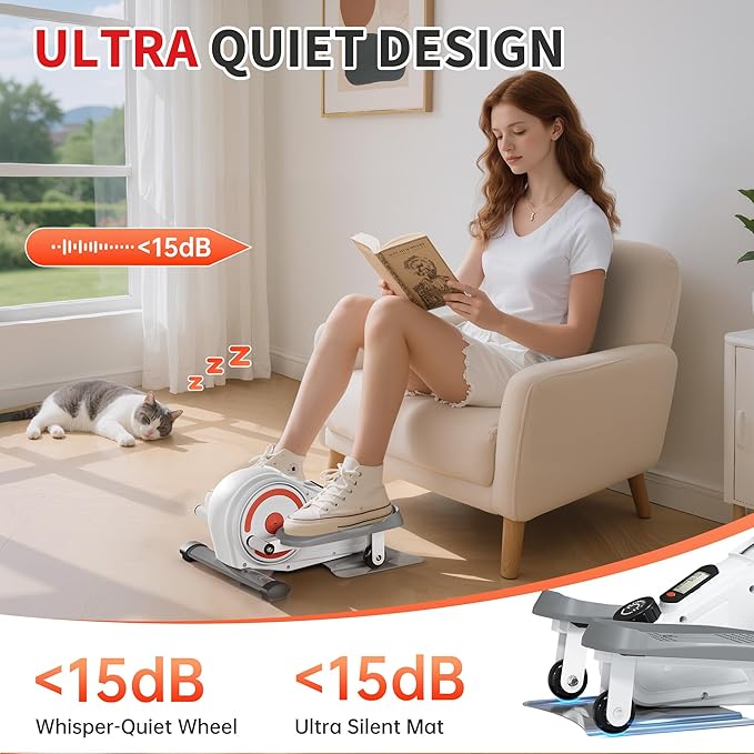 Under Desk Elliptical Machine, Ellipse Leg Exerciser as Seen on TV for Seniors, Pedal Exerciser Fully Assembled with 8 Resistance Levels, Portable Leg Exerciser for Home Office