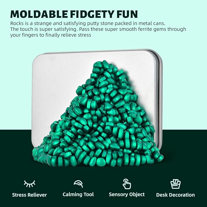 Putty Rocks, Cyan More Than 600 Weak Magnetic Smooth Ferrite Pebbles, Desk Toys and Time-Killer for Adults