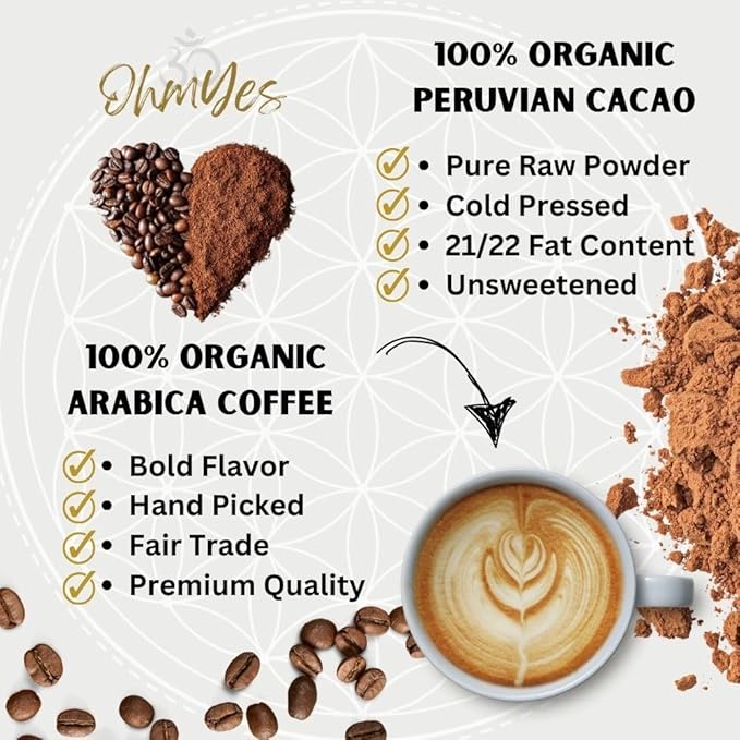 Ohmyes 11 Mushroom Coffee with Cacao – 11 USA Grown Adaptogenic Mushrooms for Focus, Clarity & Energy – Lion’s Mane, Reishi, Chaga + Nootropic Organic Superfood by OhmYes (7oz) - 99 Servings