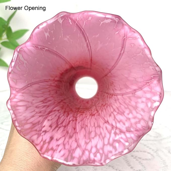 Bieye LS65 Lily Flower Blown Glass Lampshade (Red Pink, Opening I.D. 1.26" x O.D. 1.5")
