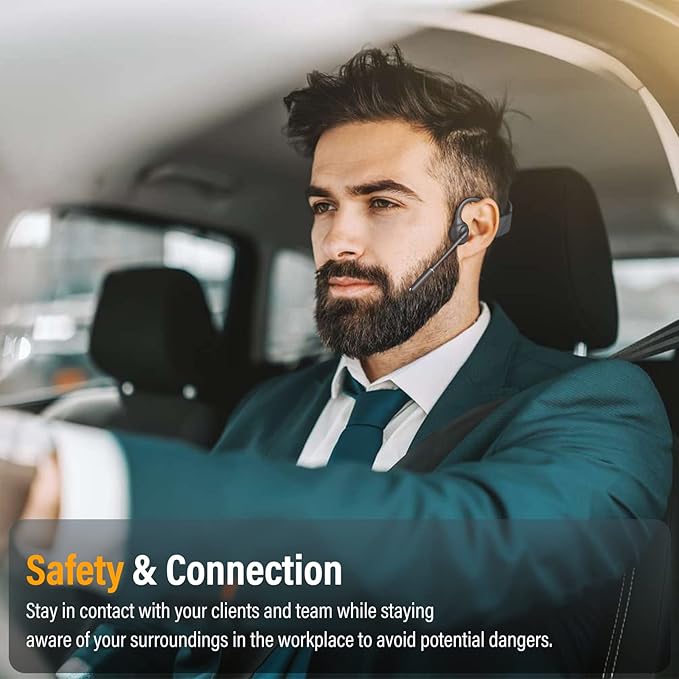 MONODEAL Bone Conduction Headphones with Mic, Bluetooth 5.3 Open Ear Headphones with Noise-Canceling Boom Microphone, Wireless Headset Earphones for Work, Driving, Home Office Commercial