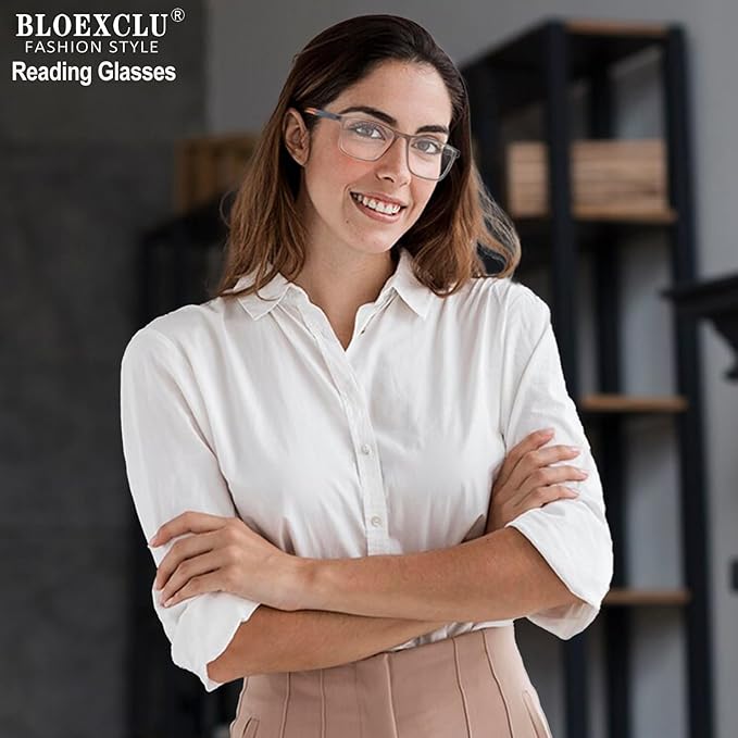 4 Pack Progressive Multifocus Reading Glasses for Men Women TR90 Sports Style Anti-Blue Light Computer Readers