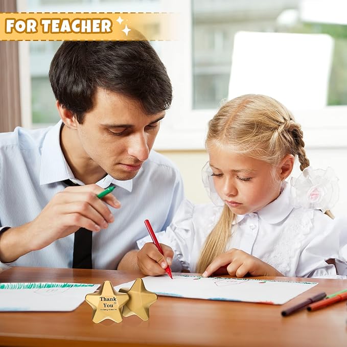 Deekin 36 Pieces Star Stress Balls Mini Foam Ball Stress Relief Toys for Teens and Adults Student Bag Fillers, Gold(Thank You,1.6 Inch)