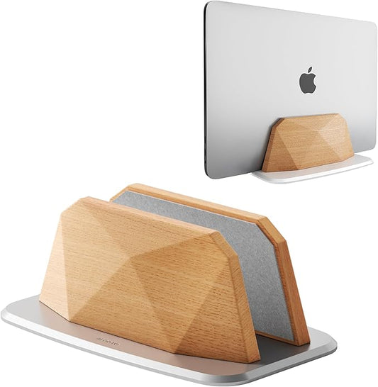 Vertical Laptop Stand - Wooden Adjustable Laptop Holder,Desktop Dock Compatible with All MacBook, Surface,Chromebook,Dell & More(Beechwood)