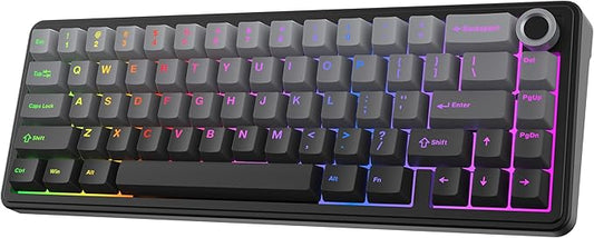 EPOMAKER X Aula F65 PRO Wireless Mechanical Gaming Keyboard, Hot-Swap, 5-Layer Padding, Creamy Gasket, Knob and Shine-Through PBT Keycap, RGB, BT/2.4GHz/USB-C (Gradient Grey, Reaper Switch)