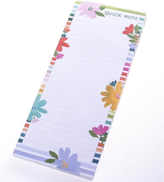 Graphique Magnetic Notepad - Bright Flower Power Quick Note Grocery and Shopping List - Fun Decorative To-Do List - Perfect House Warming Gifts - 100 Tear off Sheets (4" x 9.25" x .5")