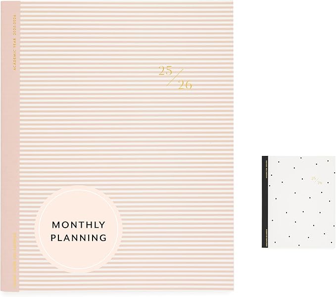 Sugar Paper 2025-2026 Monthly Academic Planner, August 2025 to July 2026, School, College & Student Planner, 12 Month, 8” x 10”, Rose Stripe