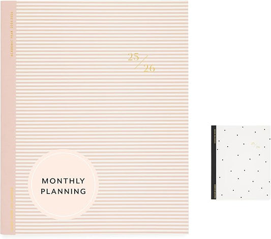 Sugar Paper 2025-2026 Monthly Academic Planner, August 2025 to July 2026, School, College & Student Planner, 12 Month, 8” x 10”, Rose Stripe