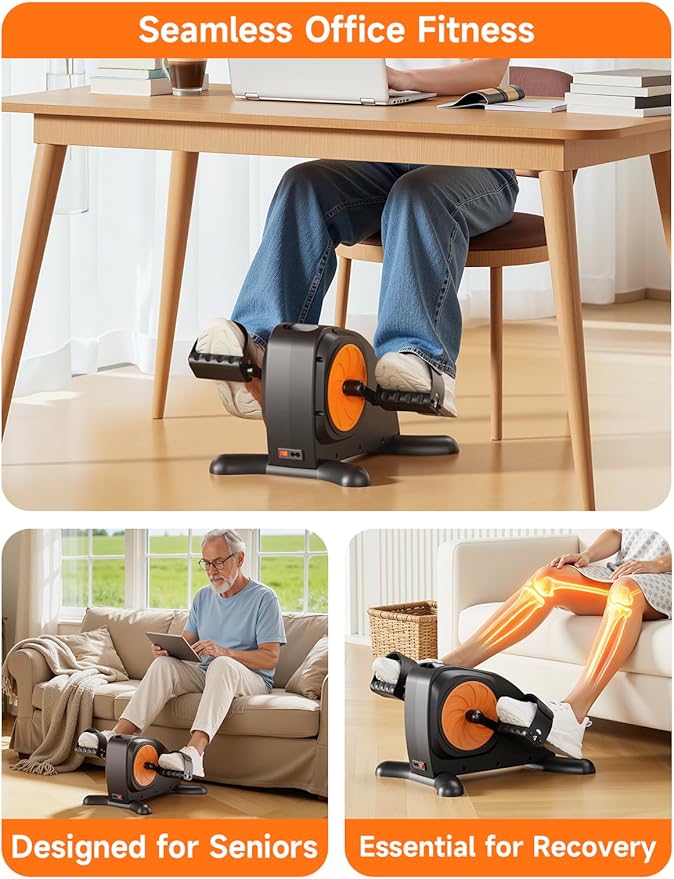 Mini Exercise Bike, Portable Under Desk Cycle Bike with 12 Adjustable Speeds for Arm/Leg Exercisers, Low-Impact Cardio Cycling Equipment, Remote Control & LCD Display Inner Thigh Exerciser