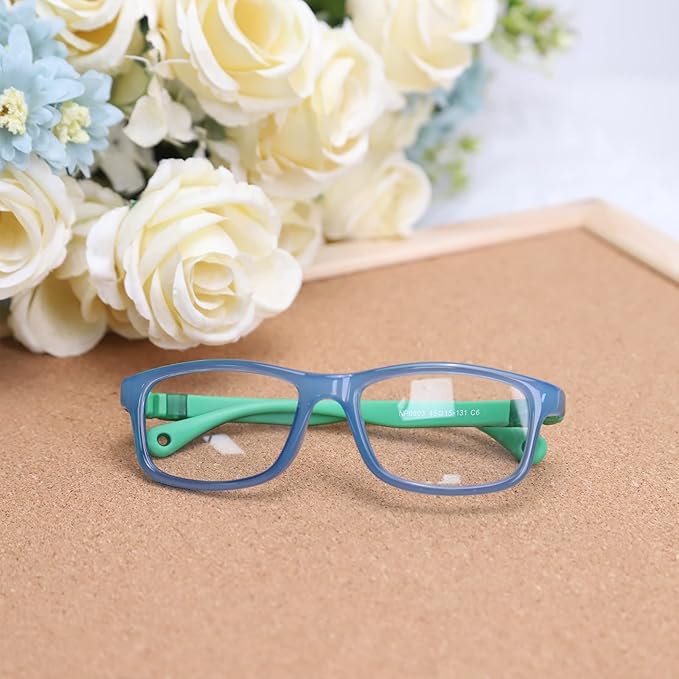 BiBiBear Toddler/Kids/Teens Glasses - Unbreakable TR90 Frame, 180° Flexible, Lightweight & Safe Glasses for Kids Age 2-15