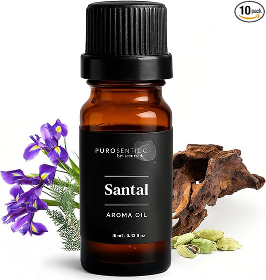 PuroSentido Santal Aroma Oil (10 ml) - Luxury Essential & Fragrance Oil for Diffusers and Humidifiers, Sandalwood, Violet & Amber Home & Hotel Scent