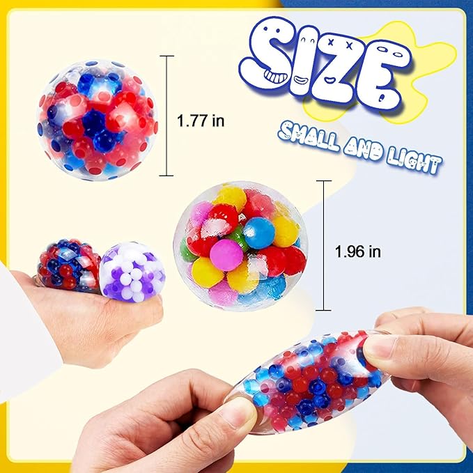 34Pcs Stress Balls, Squishy Squeeze Balls Bulk, Small Sensory Balls, ADHD Stress Relief for Adults , Classroom Prizes, Party Favors, Birthday Gift, Goodie Bag Stuffers