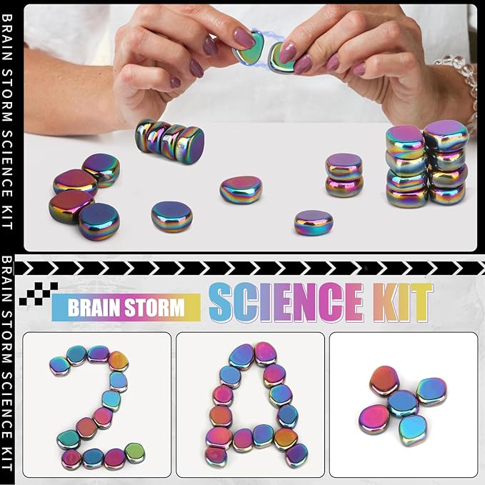 Fidget Magnet Ferrite Slime Putty Science Kit Large Fidget Toy 18 PCS Hematite Magnetic Stones for Adults, Ferrite Putty Stress Relief Neat Magnets for Office Home Refrigerator, Magnet Letter Number