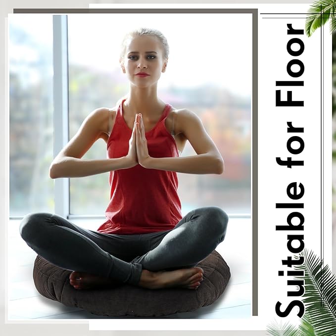 Jerify 4 Pcs Floor Pillow Cushions 22 x 22 Inch Round Square Large Meditation Floor Pillow for Classroom Adult Meditation Picnic Party Cushion for Seating Gift Christmas(Graded Grey,Round)