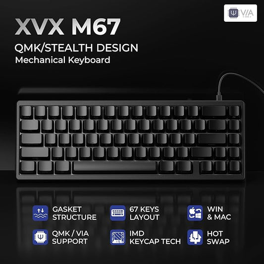 HITIME x XVX M67 60% Keyboard USB Wired Gaming Keyboard with Phantom Keycaps, QMK/VIA Support, Hot-Swappable, RGB Backlit, Gasket Structure, Creamy Pre-lubed ICE Switches, Black
