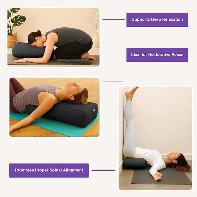 Rectangular Cotton Yoga Bolster, Yoga Pillow, Yoga Cushion, Yin yoga Bolster, Iyengar yoga bolster