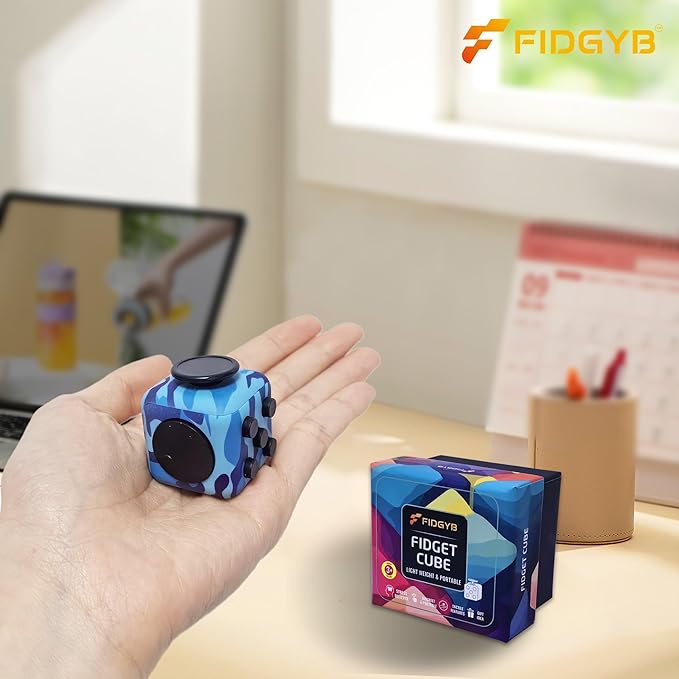 Cube Fidget Stress Relief Toy for Adults & Kids, Smooth, Quiet Sensory Toy for Anxiety, Focus & ADHD Idea[Camo]