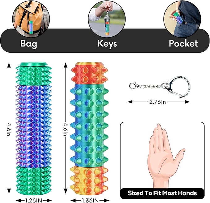 Little Pain Stim Ouchies Fidget Toys for Adults,3D Printed Spiky Pain Stim, Sensory Fidget for Stress & Anxiety Relief, ADHD, Autism,Office Desk Toys (Green Red+Purple Green)