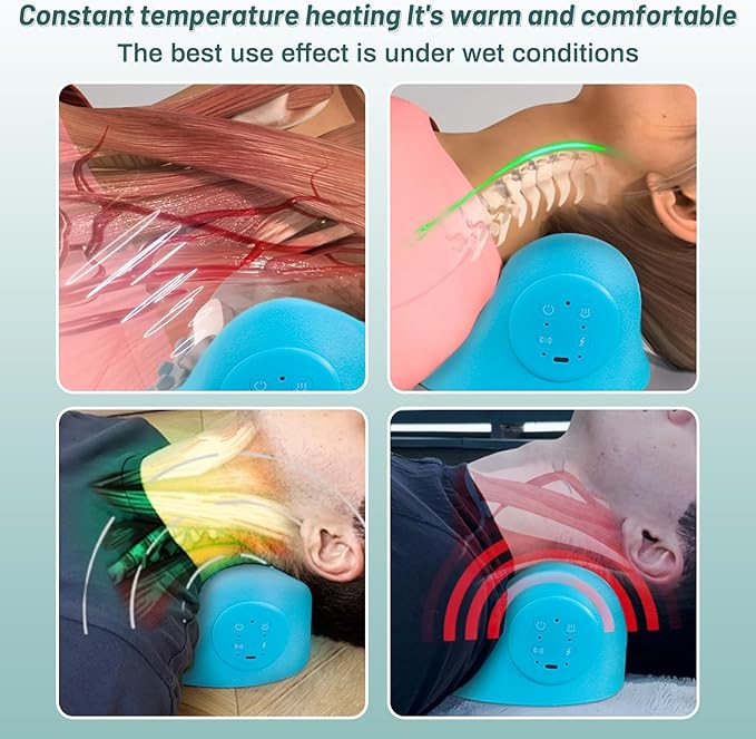 Neck Massager,Electric Neck and Shoulder Relaxer with Heat,3 Modes,Pillows for Pain Relief and Muscle Relax,26° Angle Cervical Traction Device for Back,Deep Tissue