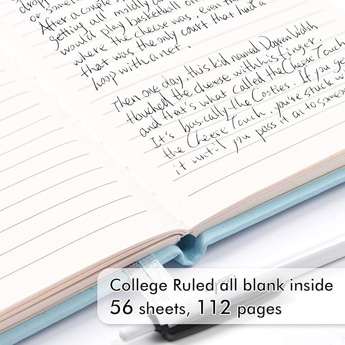 feela 3 Pack Pocket Small Notebook Journals, Mini Cute Memo Notepad Hardcover College Ruled Lined Journals with Pen Holder for Women Girls Office School, with 3 Black Pens, 3.5”x 5.5”, A6, Sky Blue