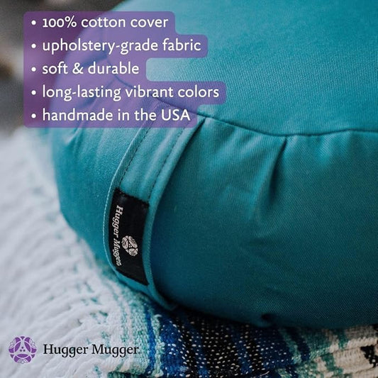 Hugger Mugger Zafu Meditation Cushion - Support in Cross-Legged Sitting, Buckwheat Filled, Durable Fabric, Convenient Handle, Handmade in USA