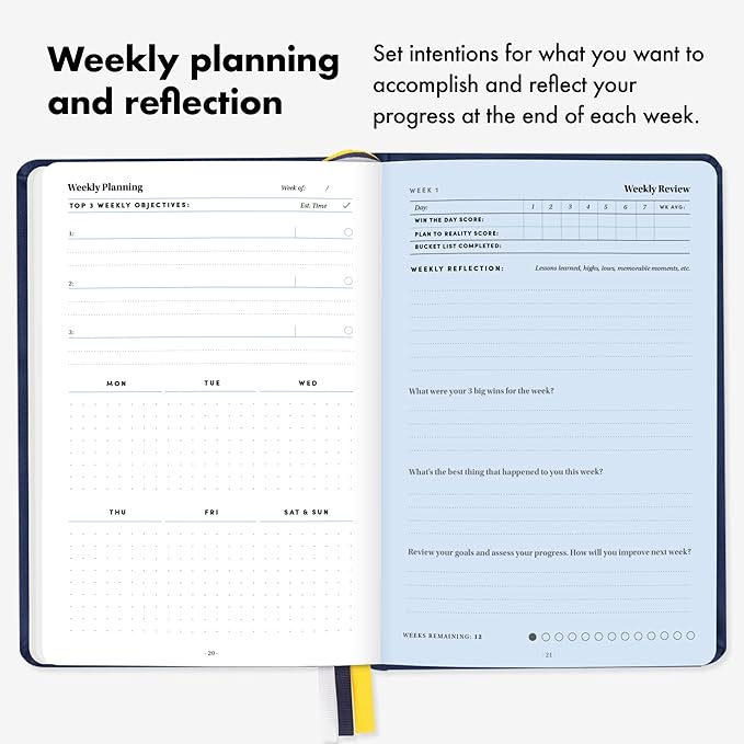 BestSelf 13-Week Self Journal & Goal Planner – Undated Daily ADHD-Friendly Journal for Men & Women | Productivity, Gratitude, Reflection & Habit Tracker | 2025 Life Organizer with Prompts, Grey Mist