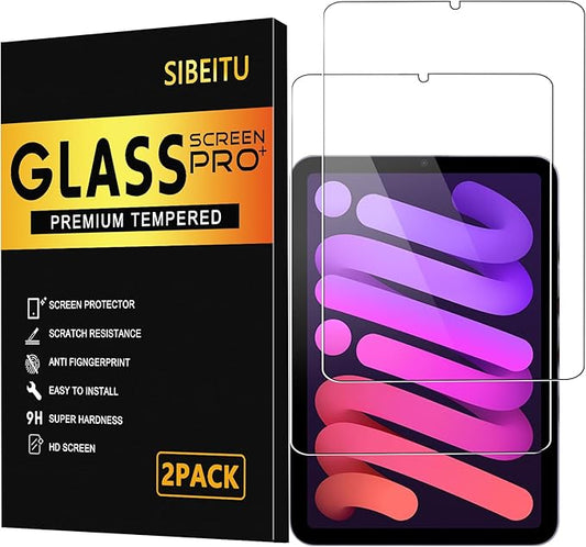 SIBEITU 2 Pack Screen Protector for iPad Mini 7 A7 Pro 2024/iPad Mini 6th 2021, 8.3 Inch HD Clear 9H Hardness Tempered Glass Film Compatible with iPad Mini 7/6, Scratch Resistent, Touch Sensitive