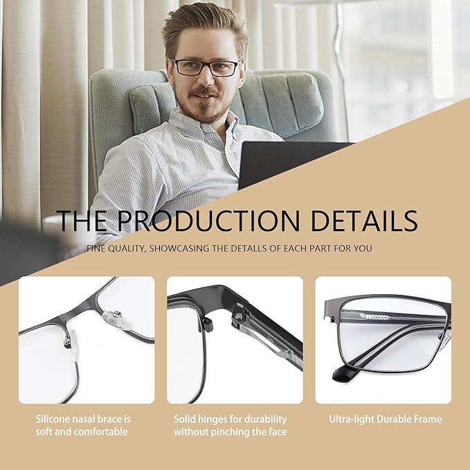 YIMI Photochromic Blue Light Blocking Glasses UV400 Protection Sunglasses Anti Eyestrain Computer Gaming Blue Light Screen Blocker Glasses Anti Glare Shade Metalt Eyewear for Men and Women