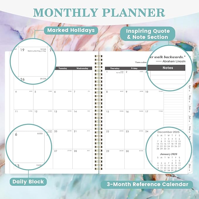2026-2027 Monthly Planner - Monthly Planner 2026-2027 from Jan.2026 - Dec.2027, 2 Year Planners 8.5'' x 11'', 2-Year Calendar with Back Pocket, 24 Tabs