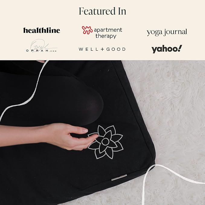 Mindful & Modern Zabuton Meditation Mat - Cotton Filled Yoga and Meditation Pad - Zabuton Meditation Cushion for Kneeling and Sitting Support - Large Rectangular Sitting Floor Pillow for Bench or Zafu