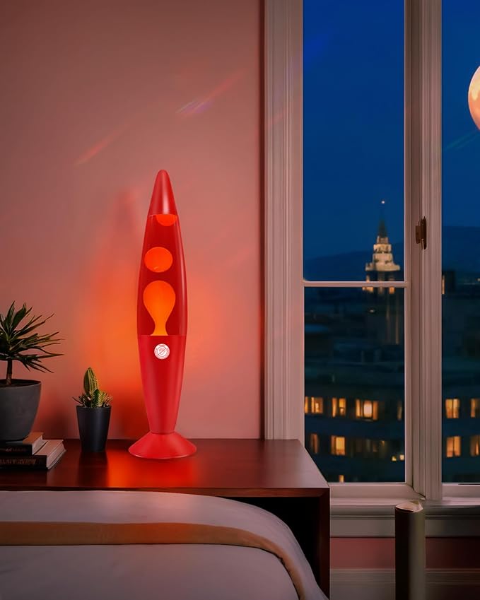 16 Inch Liquid Motion Lamp for Adults and Kids, Large Red Magma Motion Lamp with Orange Wax for Boys Girls Room Party Decor, Big Night Light Lamp 16" Suitable for Placing in Bedroom