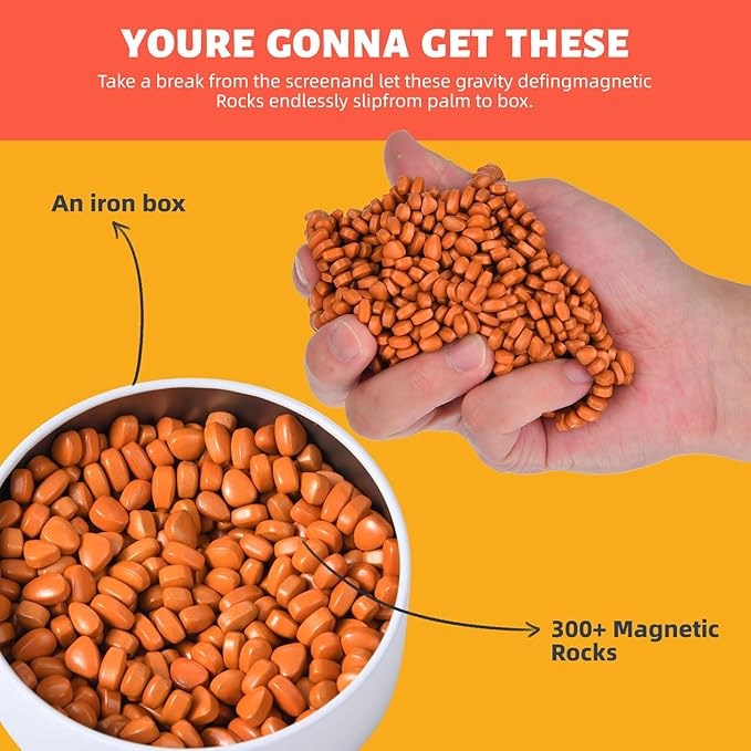 Fidget Toys Adults,Sensory Stones,300+ Smooth Ferrite Rocks,Executive Desk Toy|Stress Relief Sensory Toy|Fidgets Toys|Adults Gifts, Holiday Stocking Stuffer