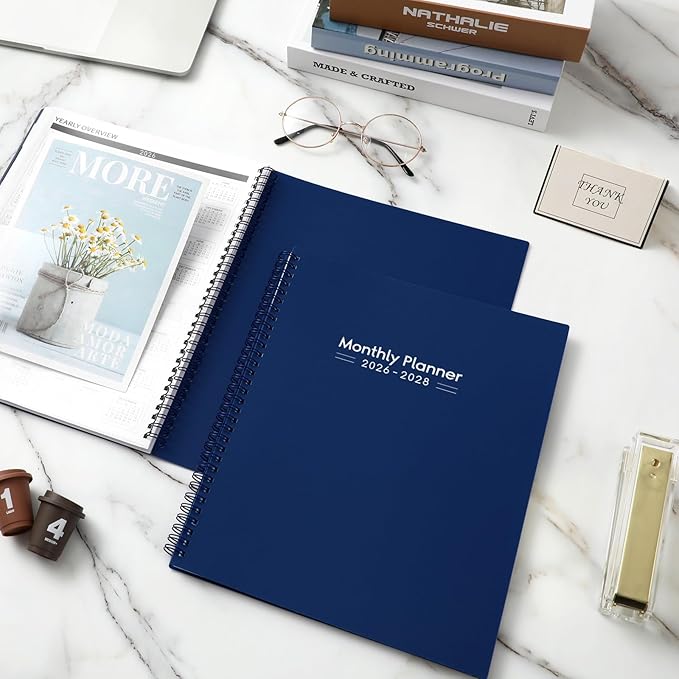 2026-2028 Monthly Planner - 3 Year Monthly Planner 2026-2028, Jan 2026 - Dec 2028, 9" x 11", 36-Month Calendar with Tabs - Navy Blue