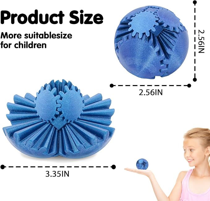 Gear Ball 3D Printed Cube Fidget Toy,Gear Sphere Fidget Toys,Sensory Toys for Stress and Anxiety Relief, Desk Toy Fidget Spinners,Stocking Stuffers for Adults & Kids Gift (Galactic Blue, 2.3 Inch)