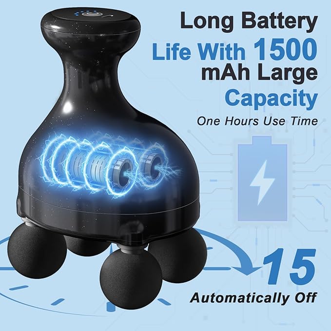 DEITY 4 Heads Handheld Massage Gun Deep Tissue, Electric Body Massager, Percussion Muscle Massager for Easing Shoulder and Back Tension, Perfect Gifts for Man Women, Black