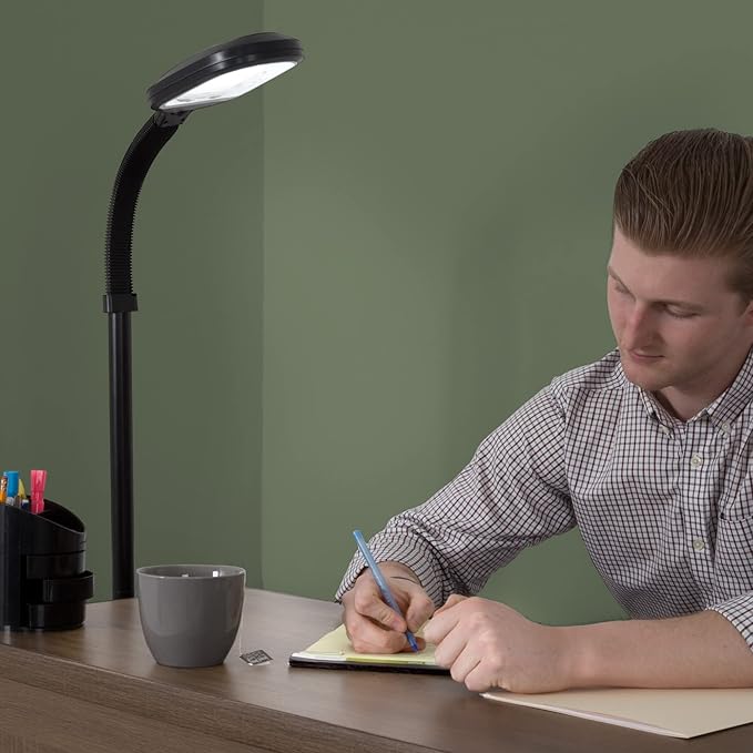 Lavish Home Adjustable Floor Lamp - Full Spectrum Natural Sunlight Lamp with Bendable Neck for Reading, Craft, Studying, and Esthetician Light - (Black)