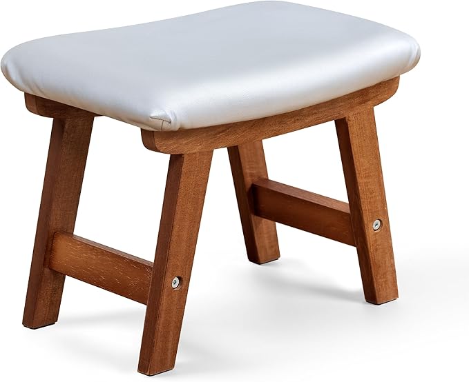 Foot Stool with Leather Cover,Foot Rest Made of Wooden for Couch,Bench,Sofa,Under Office Desk