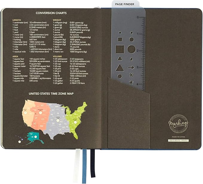 C.R. Gibson Blue Leatherette Freestyle Organizer and Planner Dot Grid Notebook, 6'' W x 8.5'' L, 240 Pages