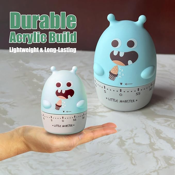 Mechanical Kitchen Timer, Cute Wind Up 60-Minute Manual Countdown for Kids, Classroom, Home, Study and Cooking