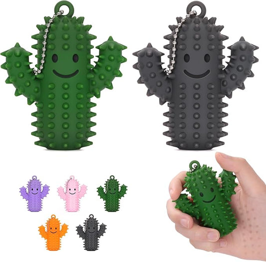 2 PCS Silicone Little Cactus Ouchies Pain Fidget Toys Mini Spiky Sensory Fidget Novelty Sensory Gifts for Adults Teens Anxiety & Stress Relief (GreenGray, 2P)