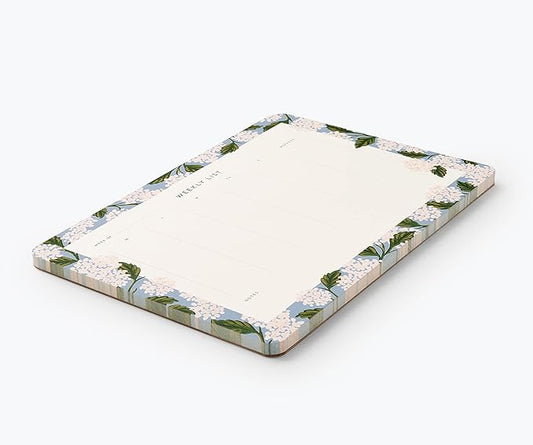 RIFLE PAPER CO. Hydrangea Weekly Desk Pad, 52 Tear-Off Pages, Doubles as a Mouse Pad, Helps You Map Out Your Week for a Whole Year, Printed in Full Color