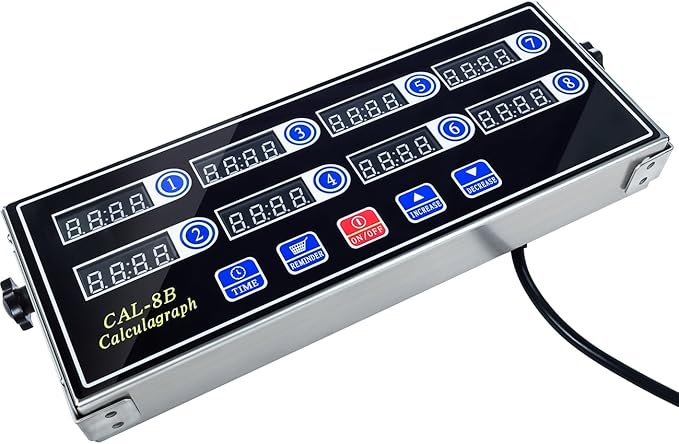 Commercial 8 Channel Kitchen Timer Digital Restaurant Timers Professional Loud Alarm Cooking Reminder for Food Truck Fryer Bakery Pizza Coffee Heavy Duty