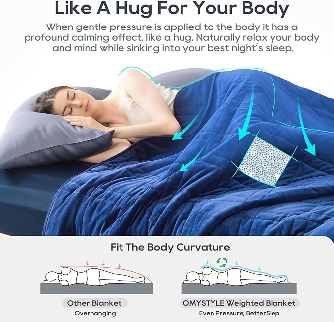 King Size Weighted Blanket 45lb(88''x104'', Dual-Sided), Cozy Warm Velvet & Cooling Tencel Fabric Reversible King Weighted Blanket for Adults & Couples All Season Use - Carry Bag Included, Navy Blue