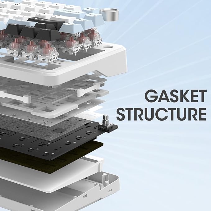 75% Wired Hot Swappable Mechanical Keyboard with Metal Knob | Mount Gasket | Programmable RGB Backlit & Adjustable Side Lighting (Peach Linear Switch)