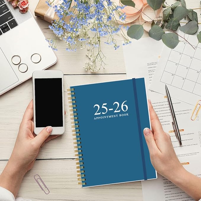 2025-2026 Appointment Book & Planner - Hourly Planner from July 2025 - June 2026, Weekly Appointment Book 2025-2026 with 30-Minute Interval, 6.4" x 8.5", Dark Blue