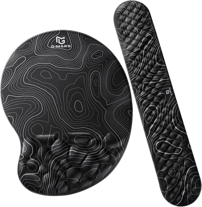 Gimars Upgrade Ergonomic Ultra-Soft Foam Keyboard Mouse Pad Wrist Rest Set, Smooth &Enlarge Wrist Support for Pain Relief, Computer, Laptop, Mac, Gaming, Office