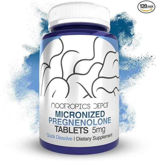 Nootropics Depot Pregnenolone Quick Dissolve Tablets | 5mg | Micronized | Mood, Cognition, & Hormone Support | 120 Count