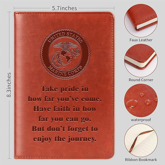 Marine Gift Marine Corps Notebook Take Pride in How Far You Have Come Military Deployment Gift Appreciation Gifts for Marine Inspiration Gift Military Notebook(Take pride-MARINE CORPS)