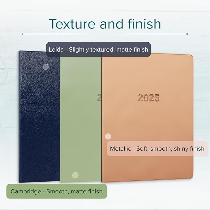 Harbor Weekly and Monthly Journal Notebook Planner 2025 - Lined, Durable Faux Leather, Softcover, 176 Quality Pages, For Men and Women, For Writing, Work & Travel, Cambridge Green - 9 x 7 "