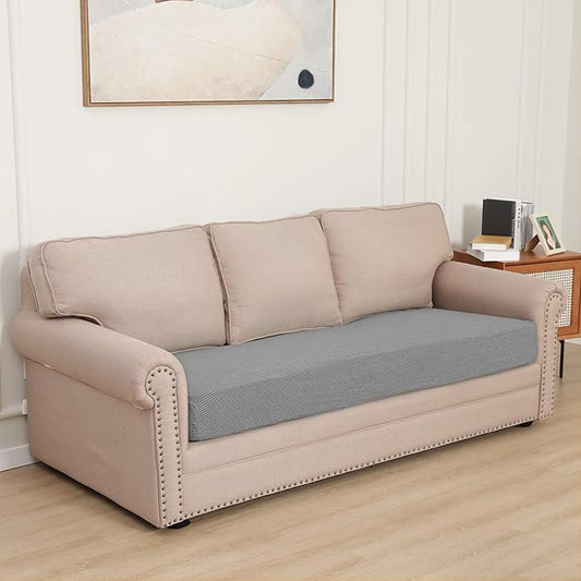Easy-Going Stretch Cushion Cover Sofa Cushion Furniture Protector Sofa Seat Sofa slipcover Sofa Cover Soft Flexibility with Elastic Bottom(Oversized Sofa Cushion, Light Gray)